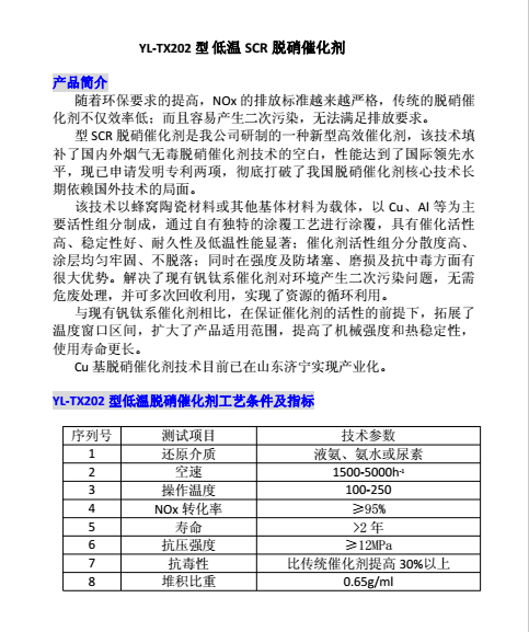YL-TX202型 低溫SCR脫硝催化劑